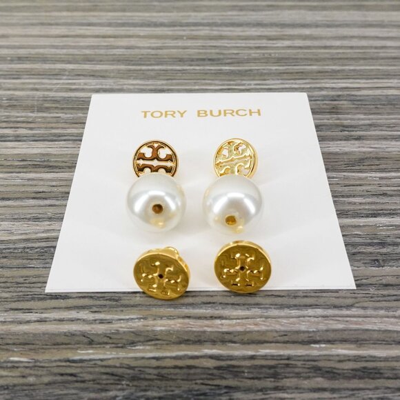 Tory Burch Miller Pearl Drop Earrings White/Gold OS - Picture 4 of 8